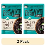 (2 pack) BeanVIVO Organics Baja Black Beans, Plant Based Protein, Microwavable, Gluten-Free, 10 oz Pouch