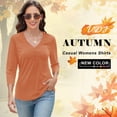 thumbnail image 4 of VDJ Womens 3/4 Sleeve Tops Summer V Neck Casual Coral Basic Tees Loose Fit Blouses Size XL, 4 of 10