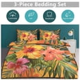 thumbnail image 5 of 3 Pcs Soft Bedding Set, Includes 1 Duvet Cover with Zipper And 2 Pillow,Shams Hawaiian Hibiscus Garden Orange Flowers Queen(90"×90"), 5 of 8