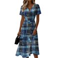 thumbnail image 2 of Halloween Vacation Dresses for Women Casual Midi Dress V Neck Short Sleeve A Line with Halloween Print Fall Halloween Party Daily Outfit, 2 of 5