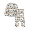 thumbnail image 1 of Balery Flamingo Palm Trees Conjunto de Pijama con Estampado para Mujer, Conjunto de Dos Piezas con Manga Larga, Ropa de Dormir Suave con Bolsillos, Pijamas Cómodos-Large, 1 of 7