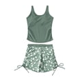 thumbnail image 6 of NIEWTR Girls' Swimsuit 2 Piece Tankini Two Piece Swimsuit Swimwear(A01-Dark Green,13-14 Years), 6 of 8
