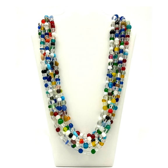 Mardi Gras Spot 27" Multi Color Glass Bead Necklace (Dozen)