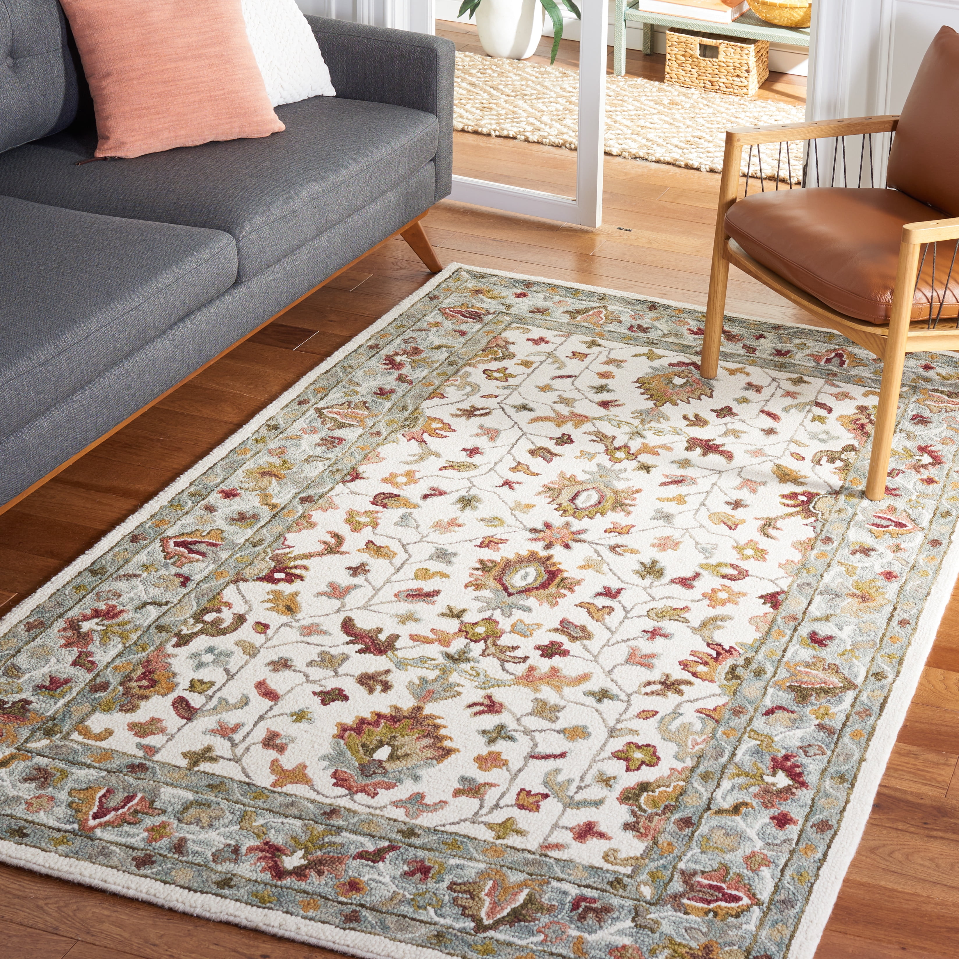 SAFAVIEH Aspen Korrine Tribal Area Rug, Ivory/Grey, 5' x 8'