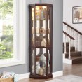 thumbnail image 3 of S-Home Curio Cabinet, Lighted Corner Glass, Adjustable Shelves, 70 x 16 x 15.31 Inches, 3 of 12
