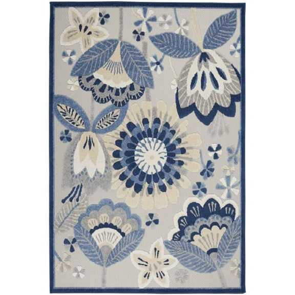 5 x 7 ft. Blue & Gray Indoor & Outdoor Area Rug
