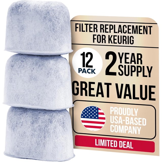12-Pack Keurig Water Filter Cartridges - Premium Keurig Filter Replacement for K-Classic, K-Supreme, K-Slim, K-Duo, K-Express by - Charcoal Filters Fits Breville & Ninja Dualbrew Coffee Makers