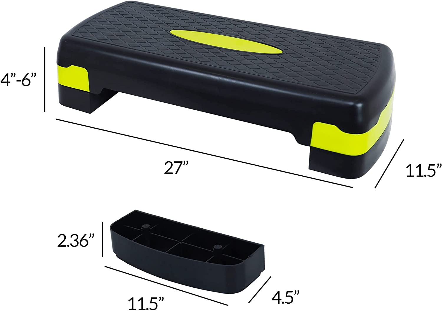BalanceFrom Adjustable Workout Aerobic Stepper Step Platform Trainer, 27-Inch, Black/Yellow