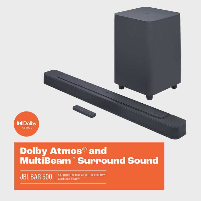 JBL Bar 500 5.1 Channel 3D Dolby Atmos Home Theater Sound System ...