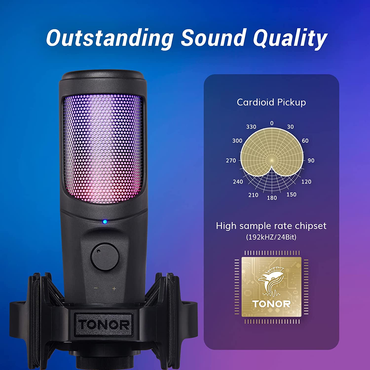 TONOR USB Computer Gaming Microphone, Condenser Microphone with Noise Cance 