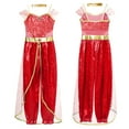 thumbnail image 2 of iiniim Kids Girls Shiny Sequins Princess Carnival Jumpsuit with Choker for Theme Party Red 8, 2 of 7