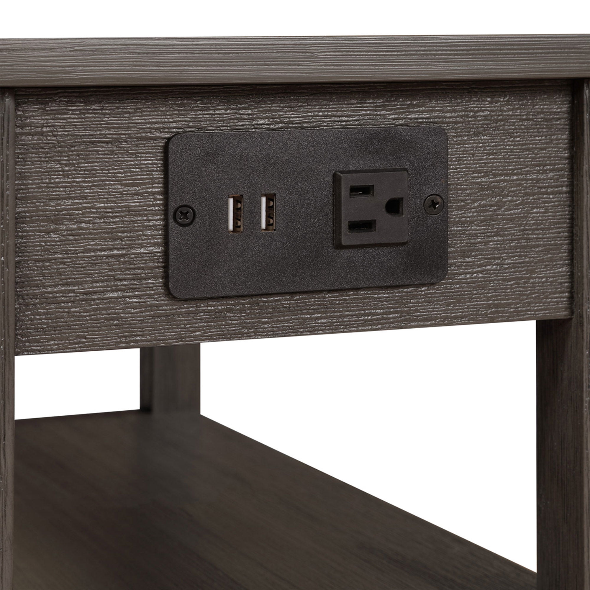 Convenience Concepts American Heritage End Table w/ Charging Station, Gray