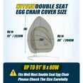 thumbnail image 3 of Patio Hanging Egg Chair Cover Double Seat , 600D Heavy Duty Waterproof Outdoor Double Seat Wicker Swing Egg Chair with Stand Protector Fits up to 91L x 80W Inch, 3 of 6