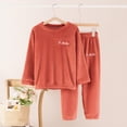thumbnail image 1 of Leodye Pyjamas en Flanelle à Manches Longues et Col Rond pour Garçons et Filles Automne et Hiver Couleur Unie Rouge 5-6 Ans, 1 of 4
