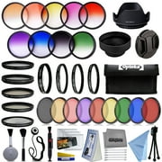 47TH STREET PHOTO Opteka 58mm Professional 9pc Solid and Graduated Filter Accessory Bundle with 5pc Filter kit (UV-CPL-FL-ND4-10x), 4pc Macro Lens Set (+1,+2,+4,10x), Tulip & Rubber Lens hoods + Cleaning kit and More