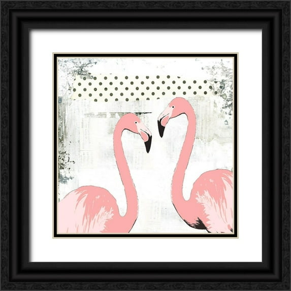 Ogren, Sarah 12x12 Black Ornate Wood Framed with Double Matting Museum Art Print Titled - Flamingos