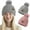 D-Pink and Gray, variant on 2 Packs Womens Satin Silk Lined Beanie Knit Hat Woman Winter Hat with Pom Black and Khaki