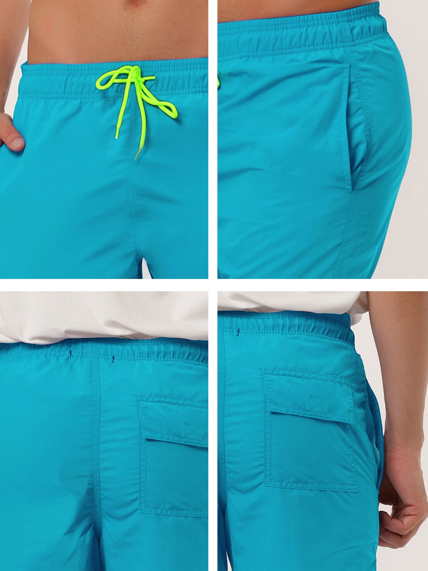INSPIRE CHIC Father's Day Men's Shorts Summer Beach Shorts Solid Mesh Lining Drawstring Waist Swim Shorts 34 Sky Blue