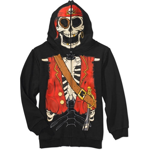 Boys' Pirate Skeleton Mask Hoodie - Walmart.com - Walmart.com