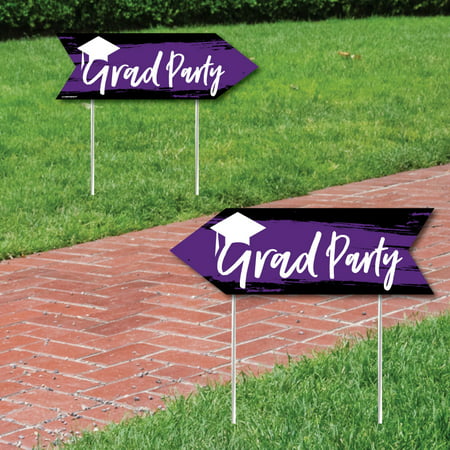Purple Grad - Best is Yet to Come - Purple Graduation Party Sign Arrow - Double Sided Directional Yard Signs - Set of