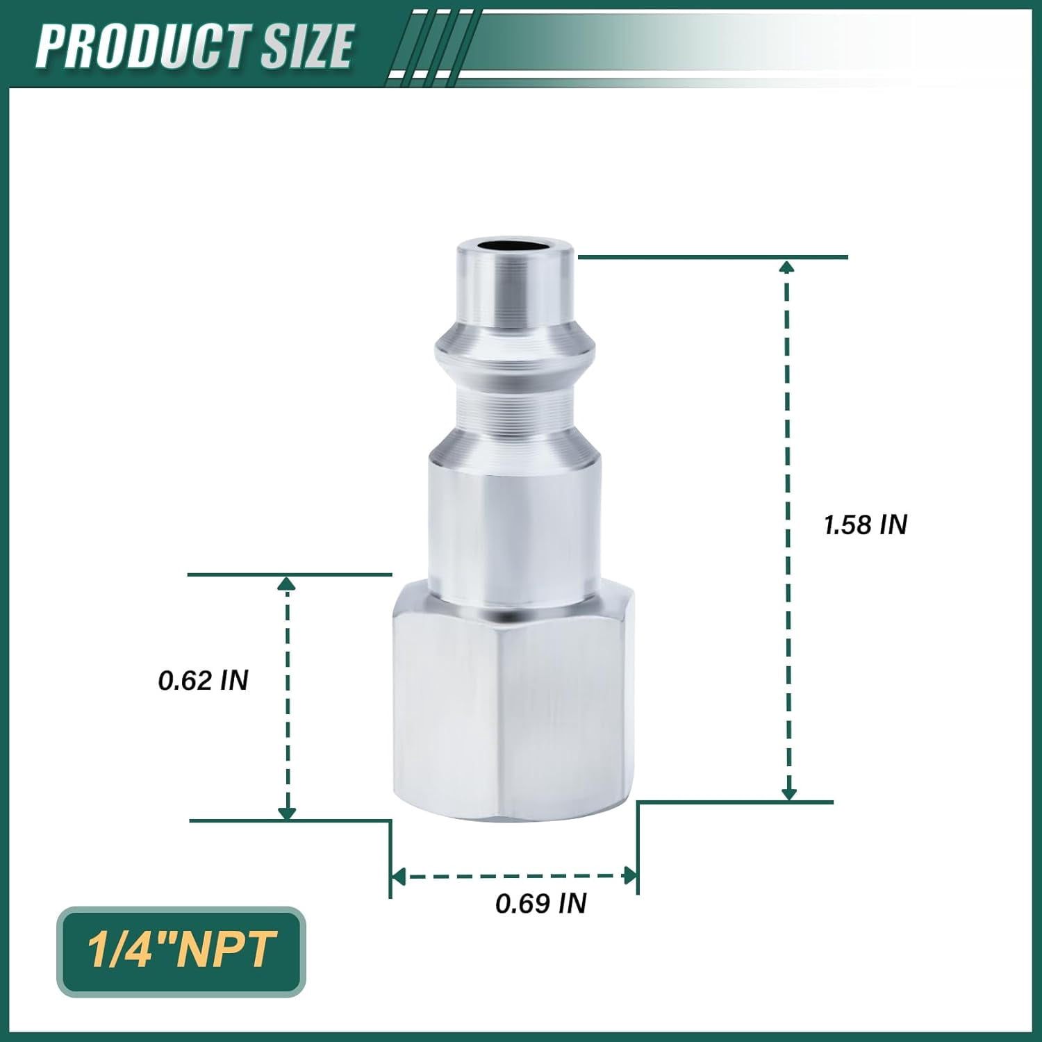 MKEUDQ-10PCS Industrial Air Plug 1/4" NPT Female, High Flow Pneumatic Plugs, 300PSI Working Pressur, Air Compressor Hose Fitting