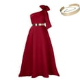 thumbnail image 3 of Cocktail Dress One Shoulder Women's Bow Cutout Ruched A-Line Party Guest Dresses, 3 of 8