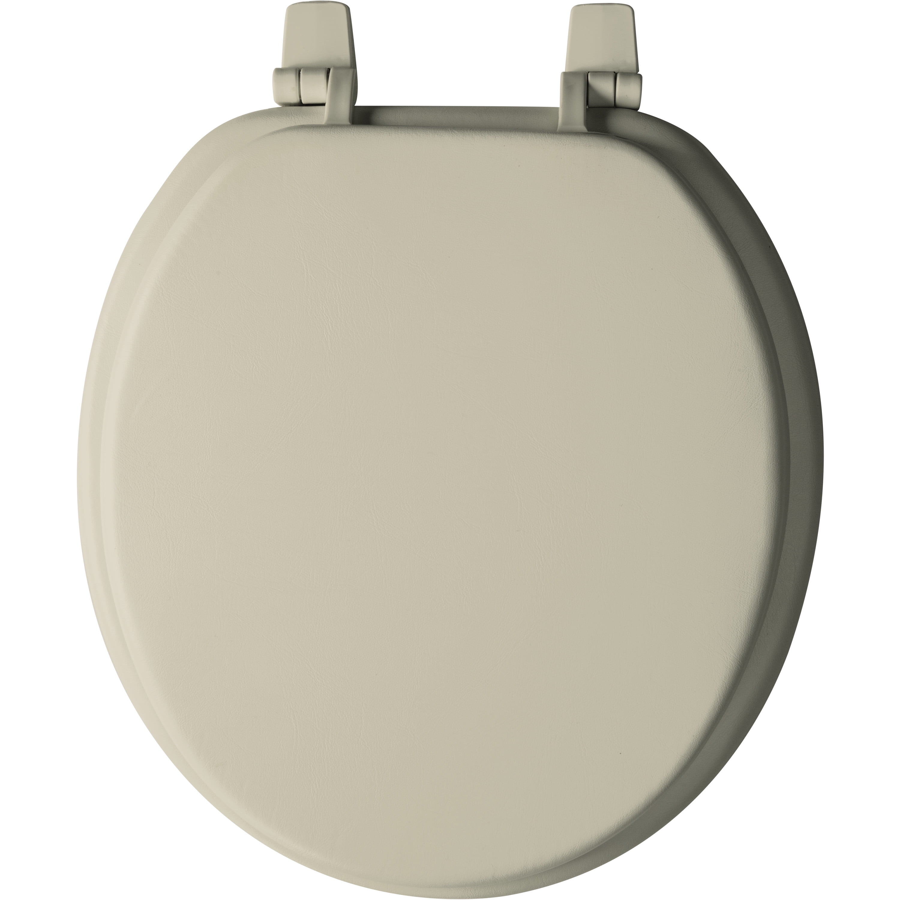 Mayfair Round Cushioned Vinyl Toilet Seat in Bone with Solid Plastic Core