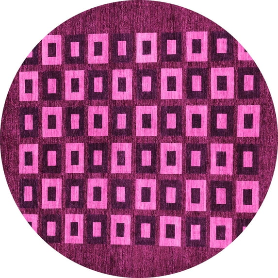 Ahgly Company Indoor Round Checkered Pink Modern Area Rugs, 7' Round