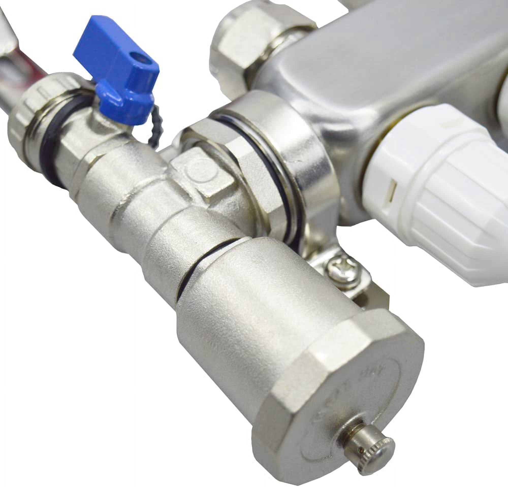 PreAsion Stainless Steel 10-Branch PEX Radiant Floor Heating Manifold Set with Flow Meters 2-12 Loop