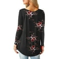 thumbnail image 3 of MYLookk Women Long Sleeve Printed Tunic Tops Blouse V Neck Buttons Casual Loose T Shirt, 3 of 4