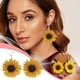 thumbnail image 3 of Hermoso y de moda girasol patrón de madera grandes pendientes Frontera 3D Tres tendencia temperamento y girasol estilo largo, 3 of 8