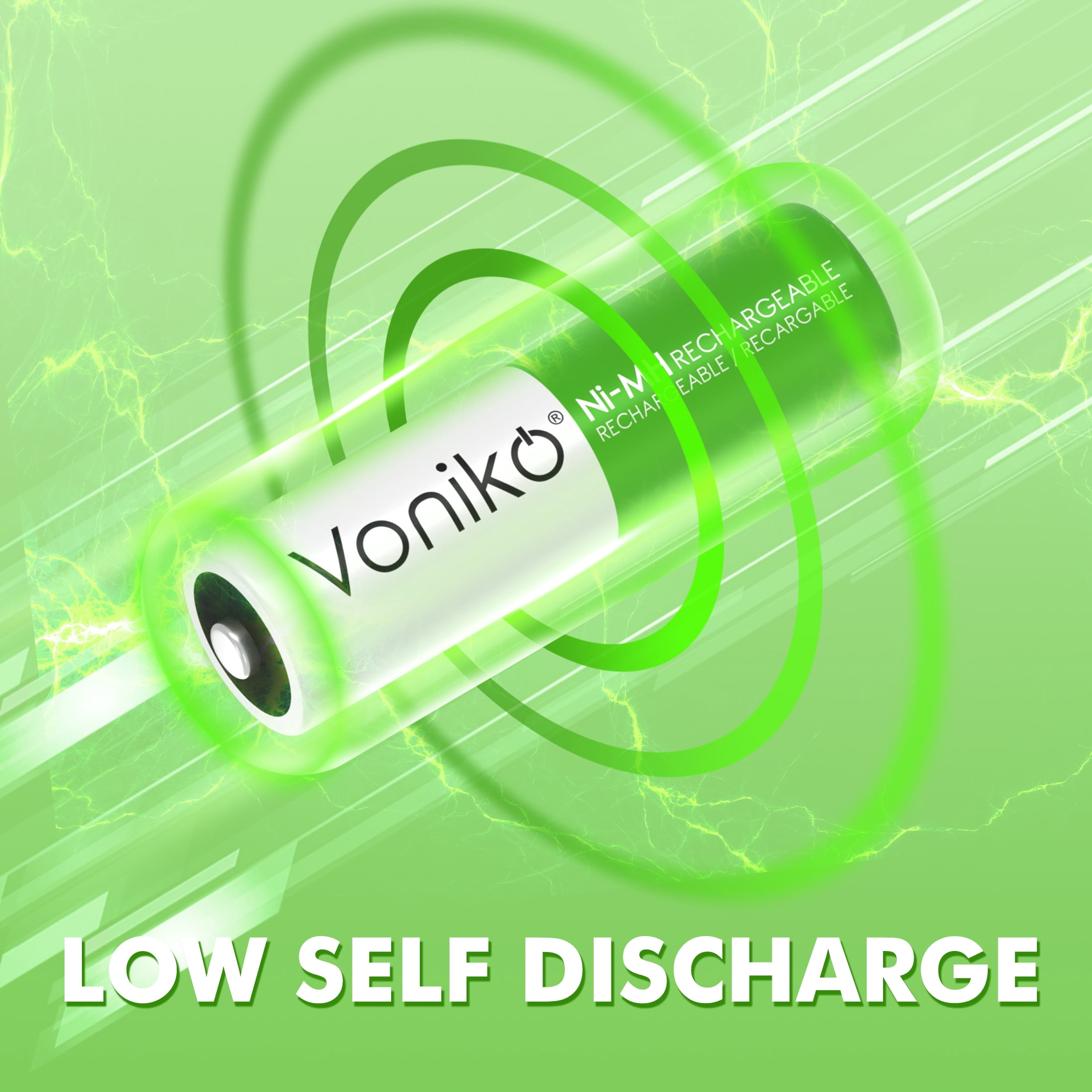 Voniko NIMH Rechargeable AA Batteries 24 Pack, 1.2V 2100mAh Recharge up to 1000x Times