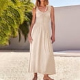 thumbnail image 5 of Riforla 2024 Women Summer Sleeveless Smocked Empire Waist Tank Dress Summer Beach Tiered Long Dresses Midi Dress for Women Beige XXL, 5 of 7