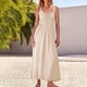 thumbnail image 3 of 2025 Vestido largo sin mangas de verano para mujer con cintura imperio fruncida y volantes - Boho A-Line con dobladillo fluido, 3 of 6