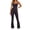 Dark Purple, variant on Shadoumai Flare Jumpsuits for Women Strappy Square Neck Bodycon Full Length Long Pants Romper Sexy One Piece Playsuit