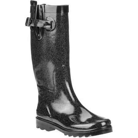 Women's Shiny Solid Metallic Glitter Rainboots