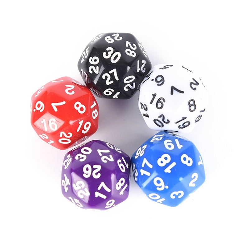 1pc D30 gaming dice thirty sided die number 1-30 5 Colors Acrylic Cubes Dice*-* 