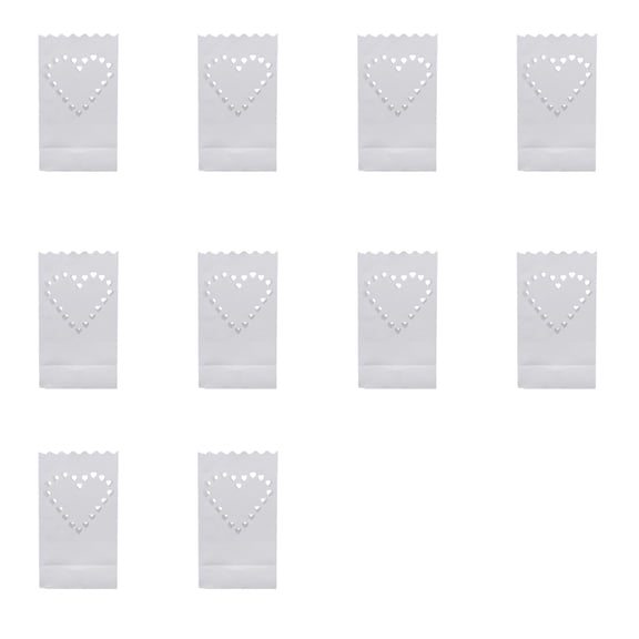 10-Pack Hollow Paper Luminary Bags, Reusable Luminaria Candle Bags with Scalloped Edge, Decorative Light Lanterns for Christmas Thanksgiving Wedding Pathway Party Decor