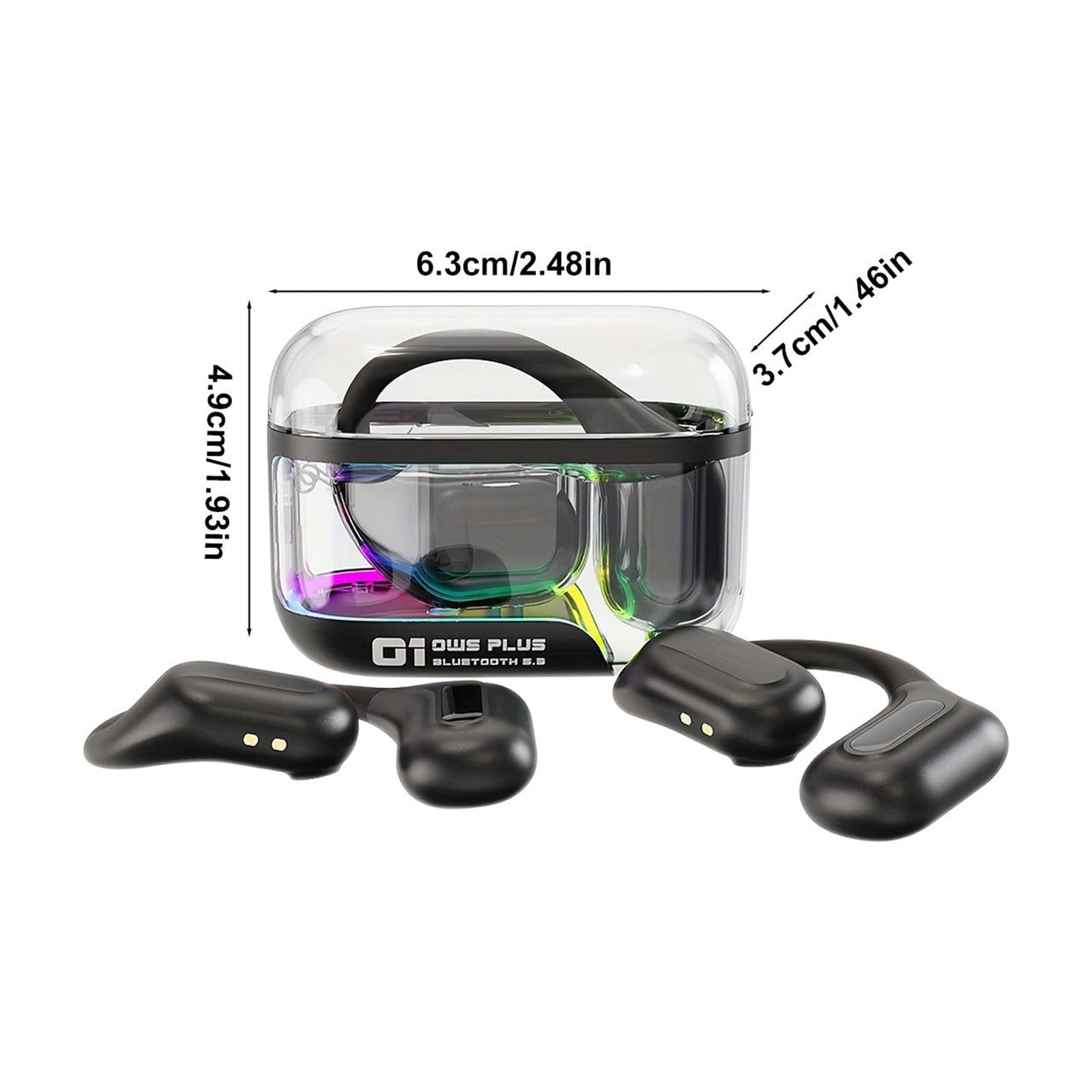 Open-Ear True Wireless Bluetooth Headphones with Microphone, Earbuds with Earhooks, Sweat Resistant, Fast Charging, 28HRS Playtime, Compatible with iPhone & Android