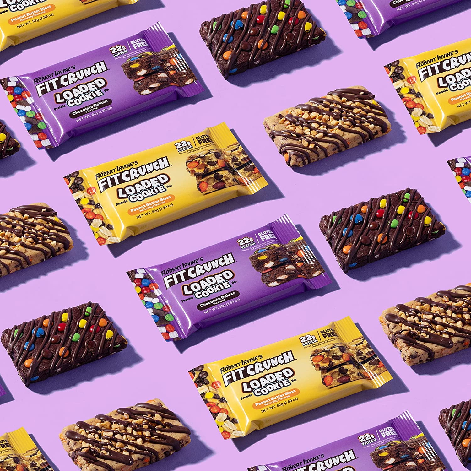 Fit Crunch Loaded Cookie Protein Bar, High Protein, Gluten Free, Protein Snack (Chocolate Deluxe, 12 Count)