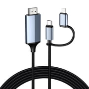 Lulaven 2-in-1 Dual Interface USB-C and Lightning to HDMI Screen Mirroring Adapter Cable for Apple Devices 1080P HD