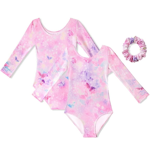 Esaierr 3-12 Years Kids Gymnastics Leotards for Girls Long Sleeve Leotard for Girls Dance Outfit Print Biketards for Toddler