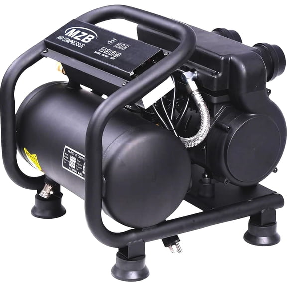 MZB 1.6 Gallon Oil-Free Air Compressor, Ultra Quiet 70dB 110V/60Hz Steel Tank with Wheels