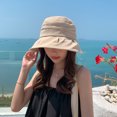 thumbnail image 4 of Elegante sombrero de pescador plisado para mujer, gorras de pescador ligeras de algodón liso, viseras plegables, 4 of 5