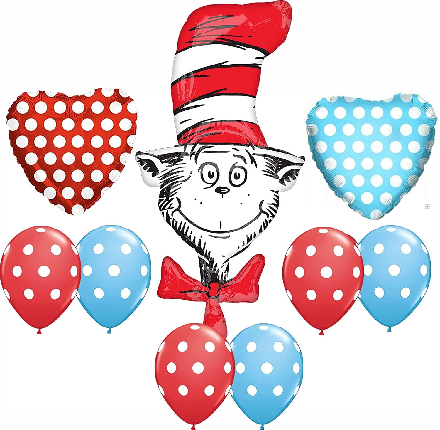 9 pc. Dr. Seuss The Cat in The Hat Happy Birthday Balloons Decoration