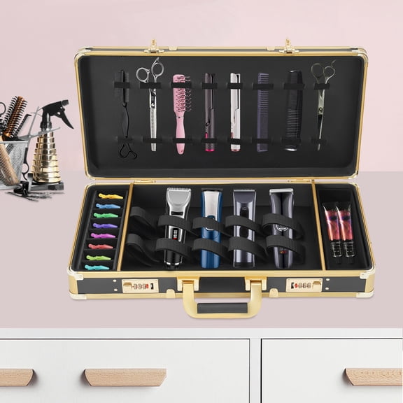 ChicHomey Professional Barber Tool Carrying Case,Stylist Tool Organizer Box,Spacious Multi-Compartment with Security Password Lock for Hairstylists, Groomers & Makeup Artists
