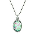 thumbnail image 1 of You are Fabulous Flamingos Princesses Crowns Antiqued Oval Charm Pendant with Chain, 1 of 4