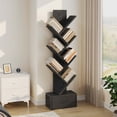 thumbnail image 5 of Greenstell 7-Tier Wooden Bookcase with Drawer, Free Standing Tree Bookshelf, Black, 5 of 6