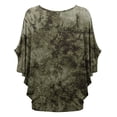 thumbnail image 2 of Made by Johnny Women's Tie Dye Scoop Neck Half Sleeve Batwing Dolman Top M OLIVE, 2 of 6