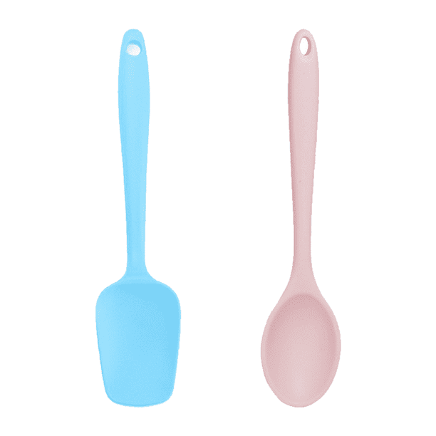 Juego de mini utensilios de cocina de 2 piezas: utensilios de cocina de silicona con espátulas